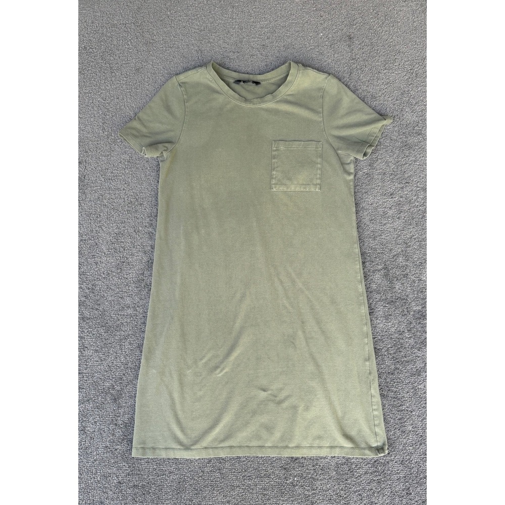Banana Republic Olive Green T-Shirt Dress‎ Small Tall Cotton Blend Pocket Mini